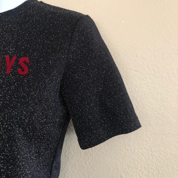 Zara Trafaluc Dip Mondays in Glitter Crew Neck Cropped Glitter Top Size S - Picture 7 of 12